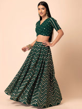 Georgette Zari Sequins Embroidered Lehenga Choli with Net Dupatta
