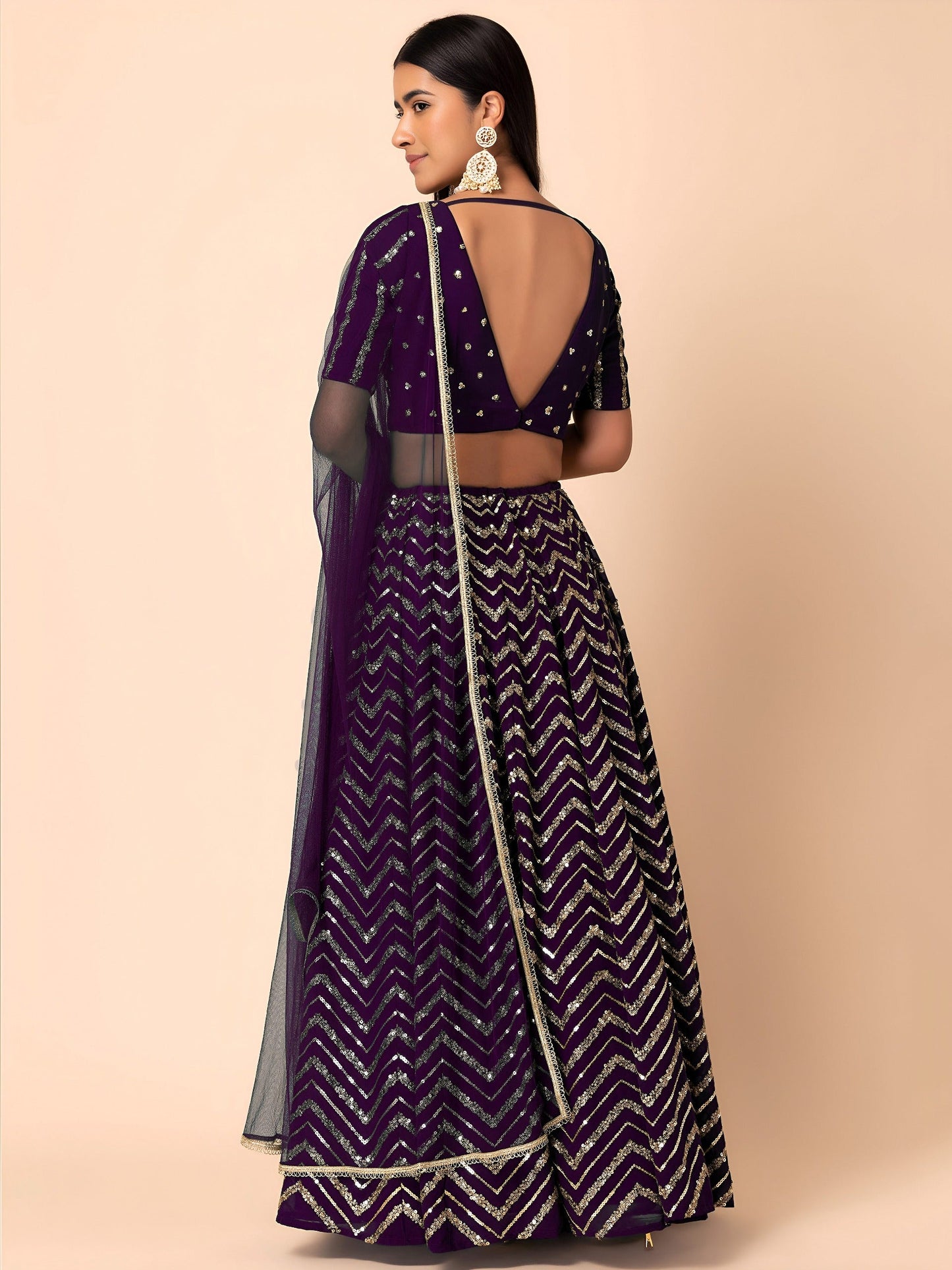 Georgette Zari Sequins Embroidered Lehenga Choli with Net Dupatta