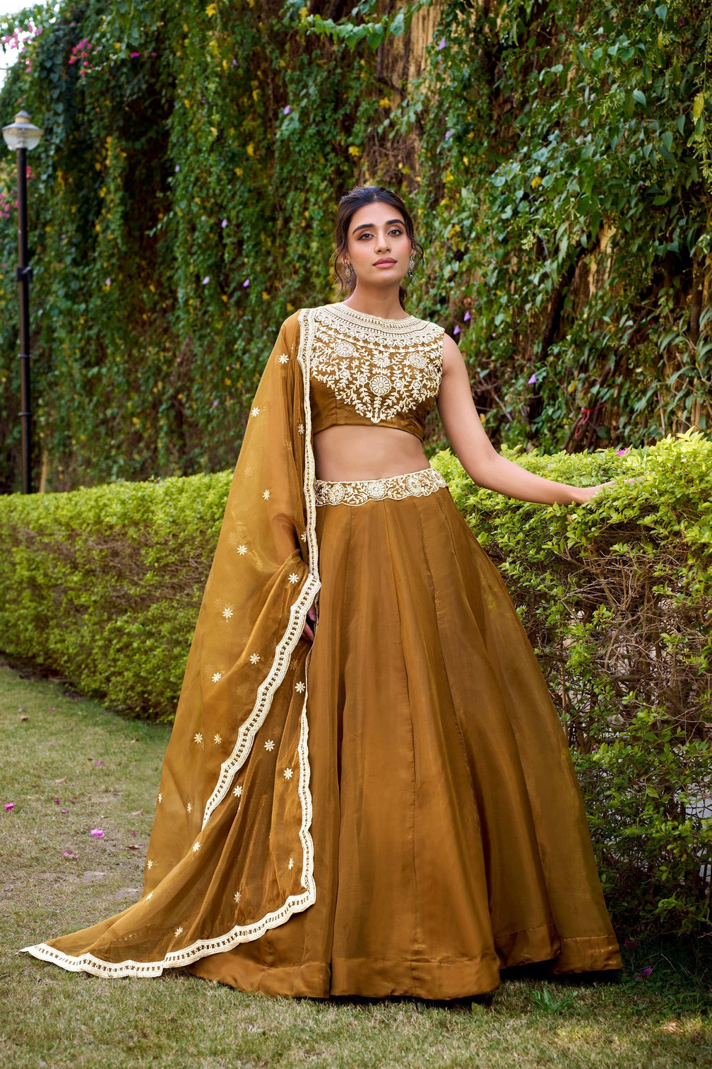 Gold Silk Sequins & Thread Embroidered Lehenga Choli Set
