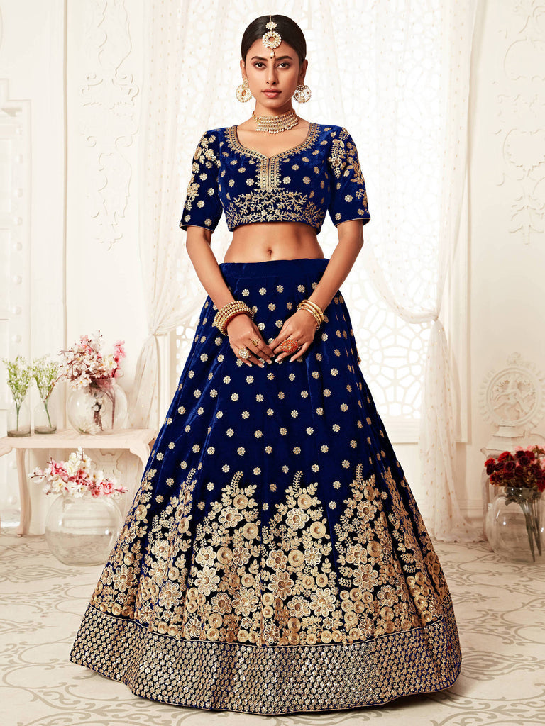 Gorgeous bride in blue lehenga