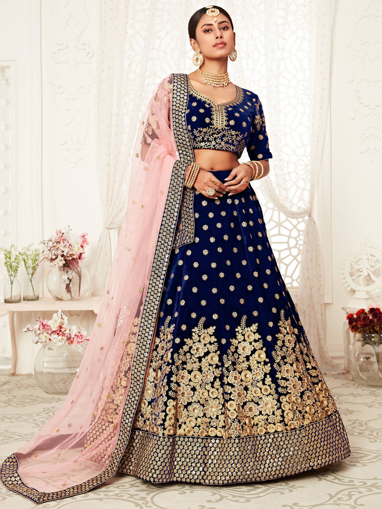 Gorgeous bride in blue lehenga