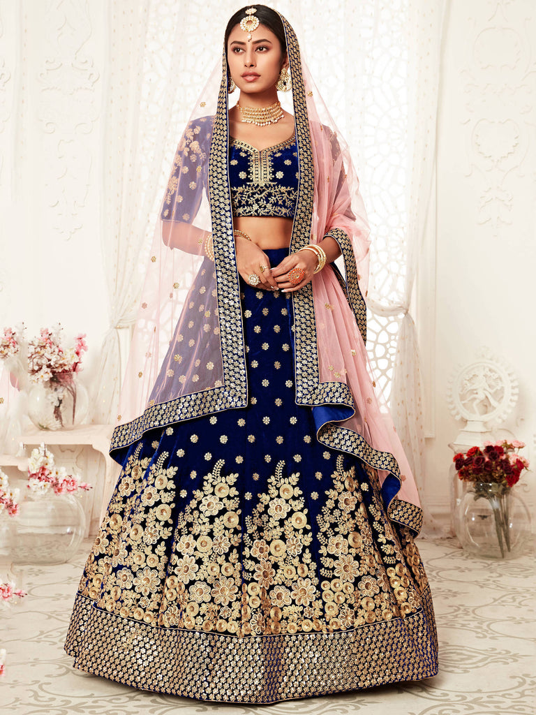Gorgeous bride in blue lehenga