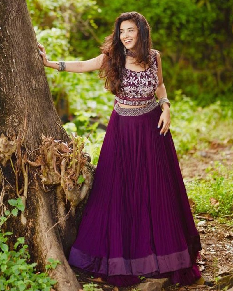 Gorgeous Georgette Purple Lehenga Choli Set with Dupatta