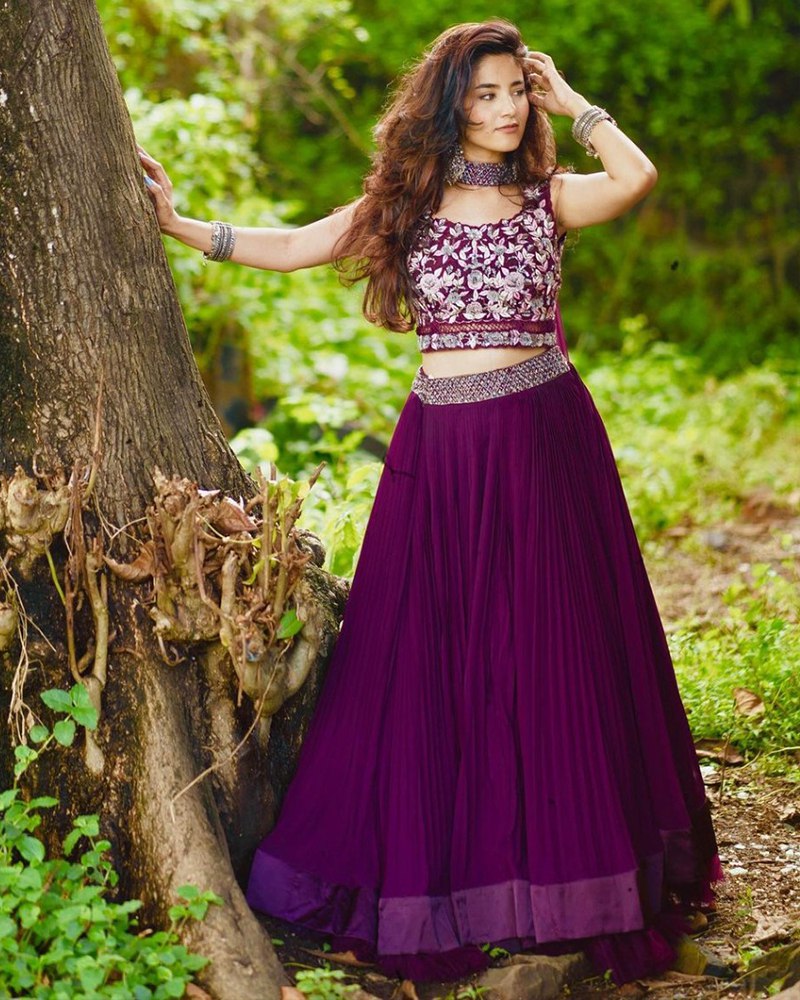 Gorgeous Georgette Purple Lehenga Choli Set with Dupatta