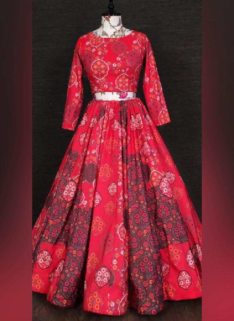 Gorgeous Look Digital Print Designer Red Lehenga Choli