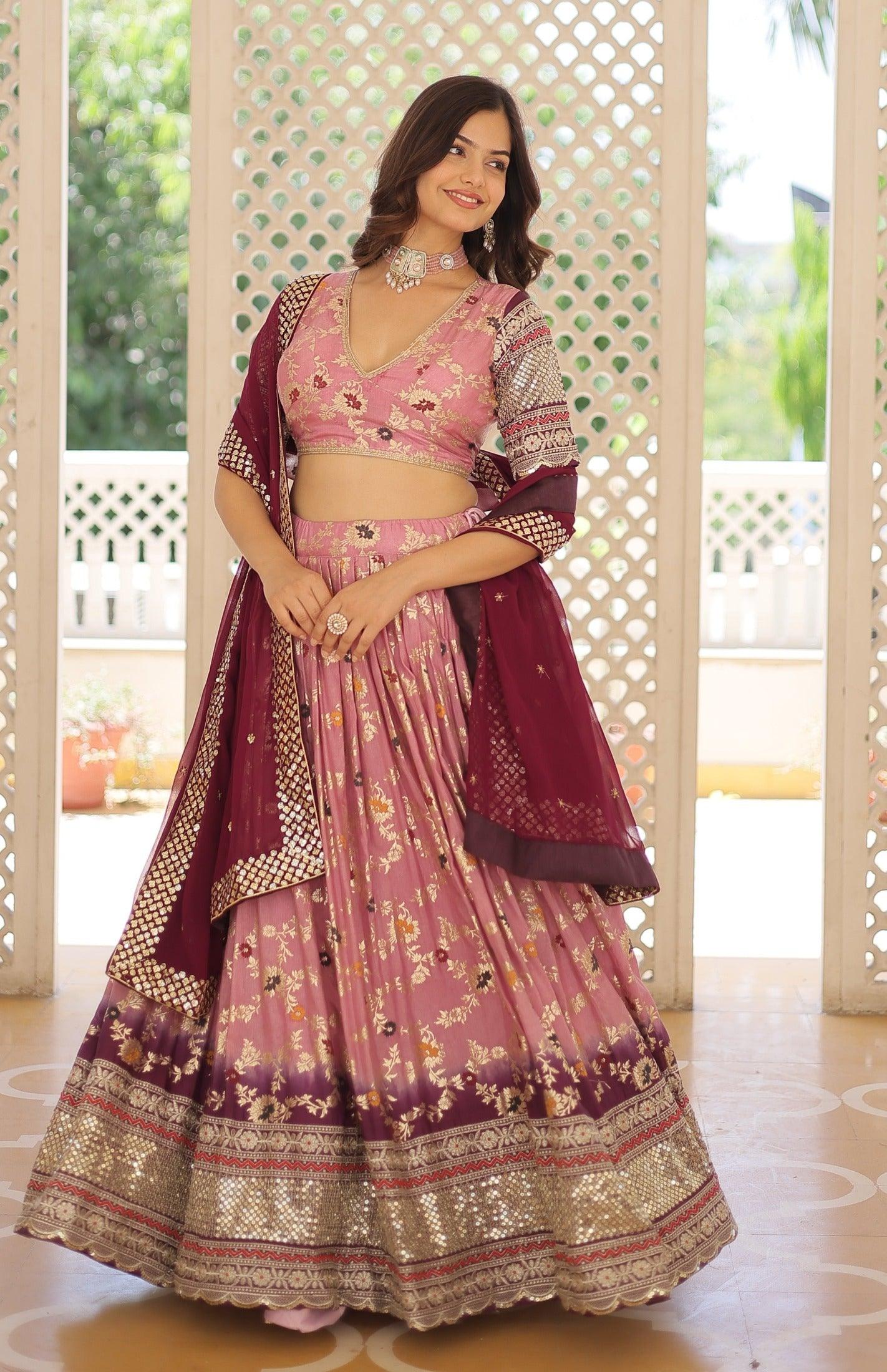 Gorgeous Viscous Jacquard Sequins Embroidered Lehenga Choli Set