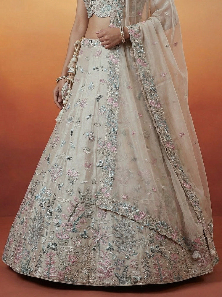 Organza Swarovski stones Embroidered Lehenga Choli with Dupatta