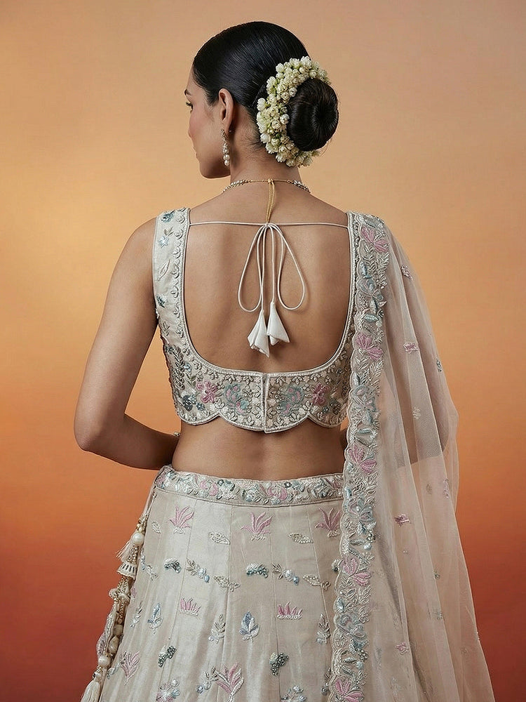 Organza Swarovski stones Embroidered Lehenga Choli with Dupatta