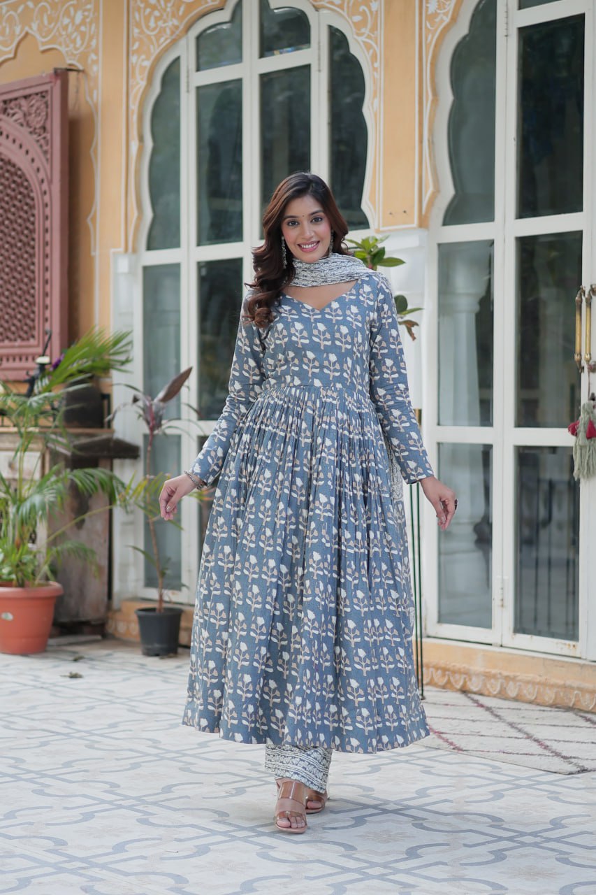 Gray Pure Elegance – Cotton 3-Piece Set