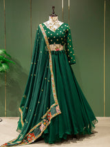 Green Color Simple Georgette Lehenga Choli