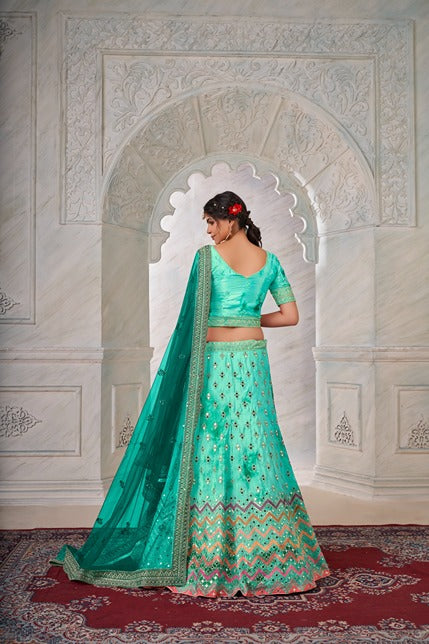 Emerald Green Designer Shibori Crepe Lehenga Choli Set