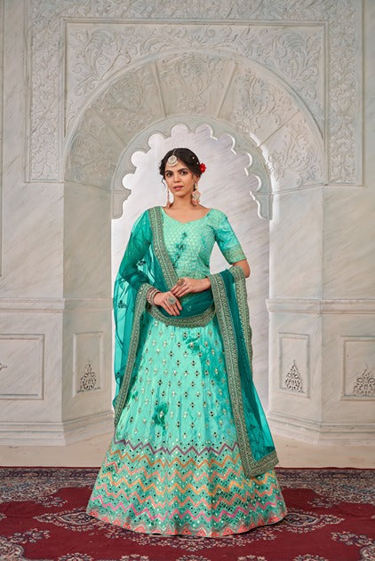 Emerald Green Designer Shibori Crepe Lehenga Choli Set