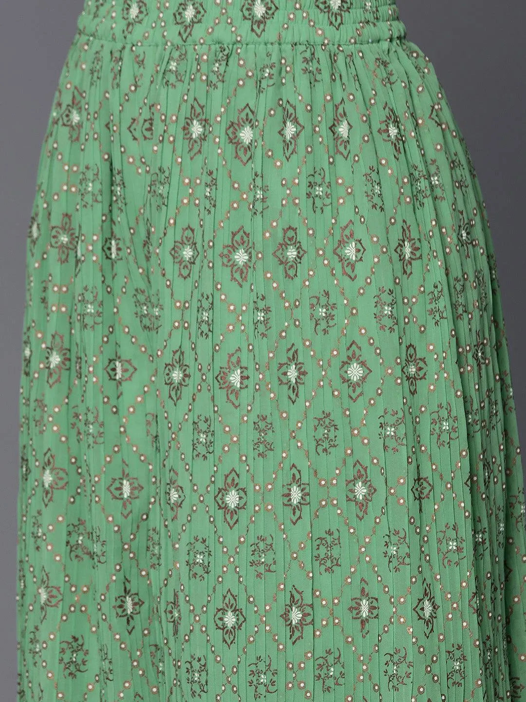 Mameraa Green Embroidered Georgette Straight Suit With Dupatta