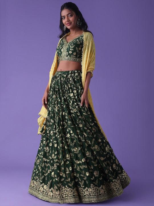 green Georgette appliqué Lehenga choli