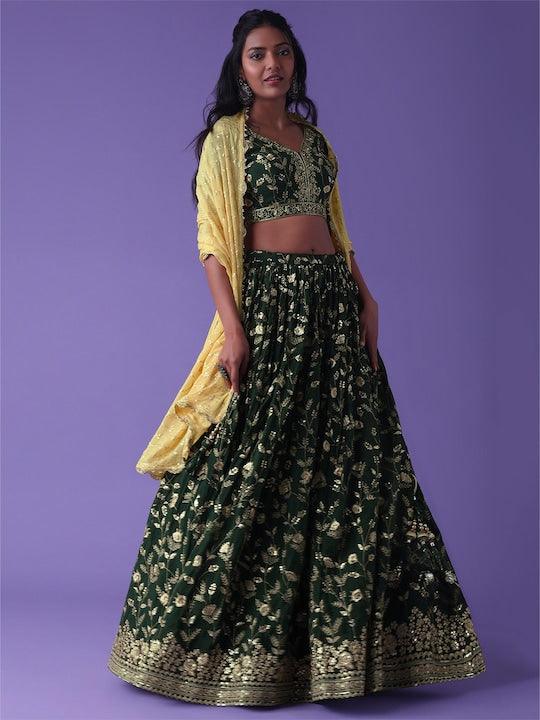 green Georgette appliqué Lehenga choli