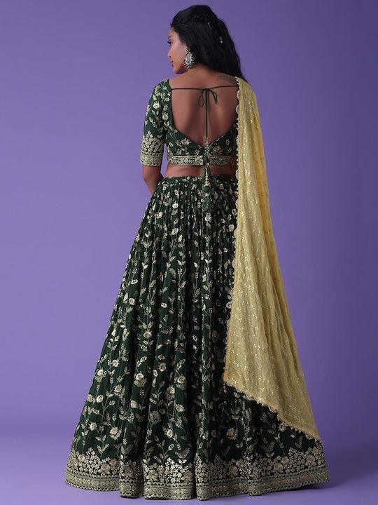 green Georgette appliqué Lehenga choli