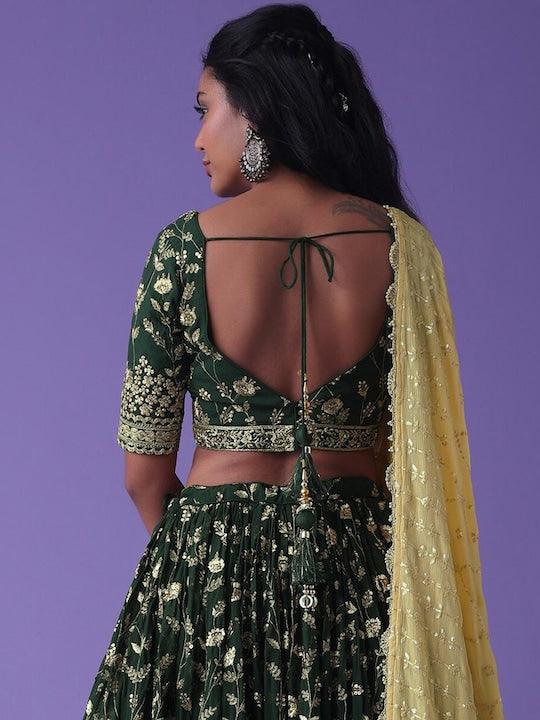 green Georgette appliqué Lehenga choli