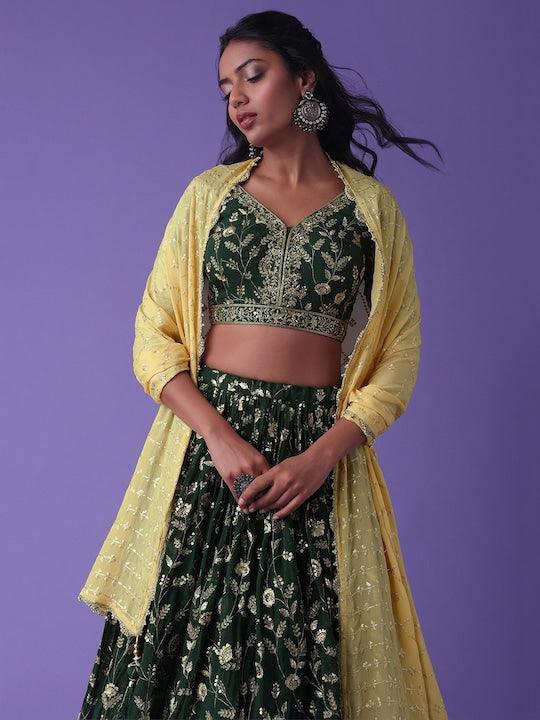 green Georgette appliqué Lehenga choli