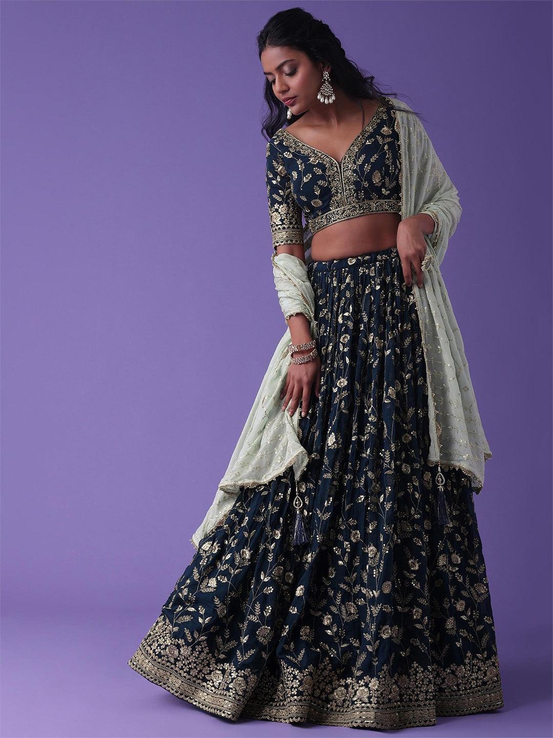 green Georgette appliqué Lehenga choli