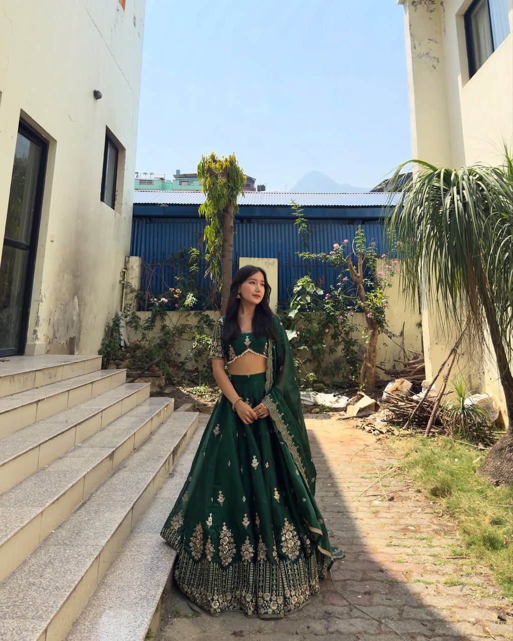 Green Luxurious Jimi Choo Semi-Stitched Lehenga Choli Set