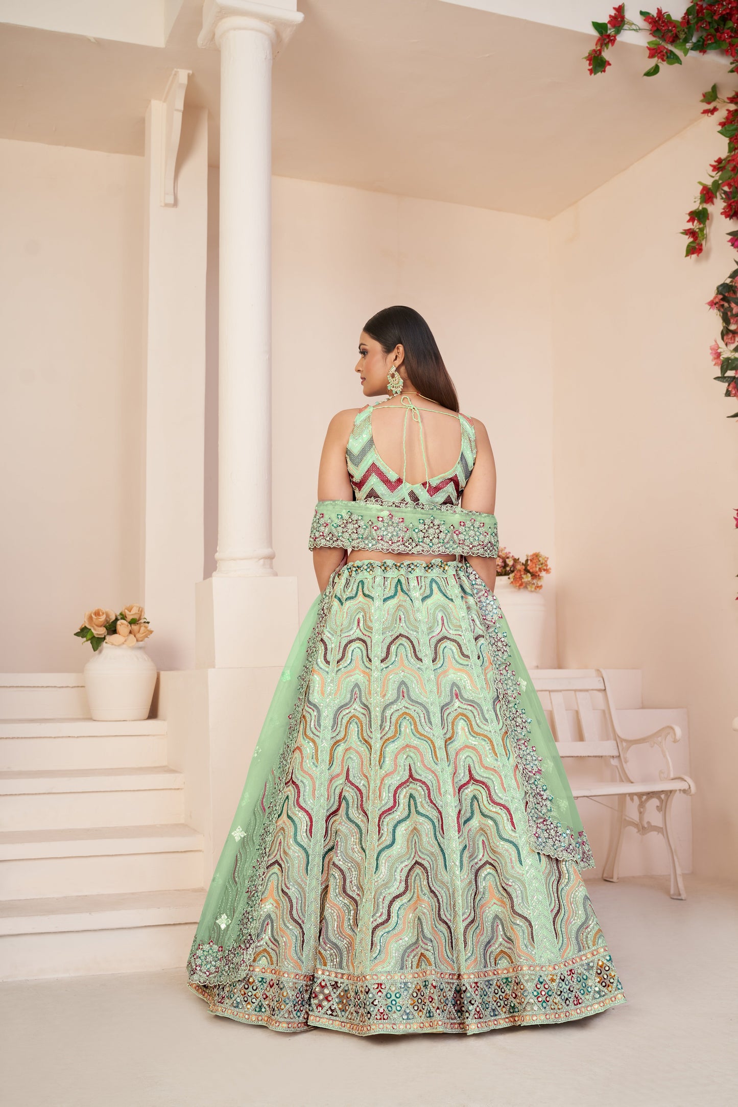 Mesmerizing Green Party Wear Lehenga Choli Set