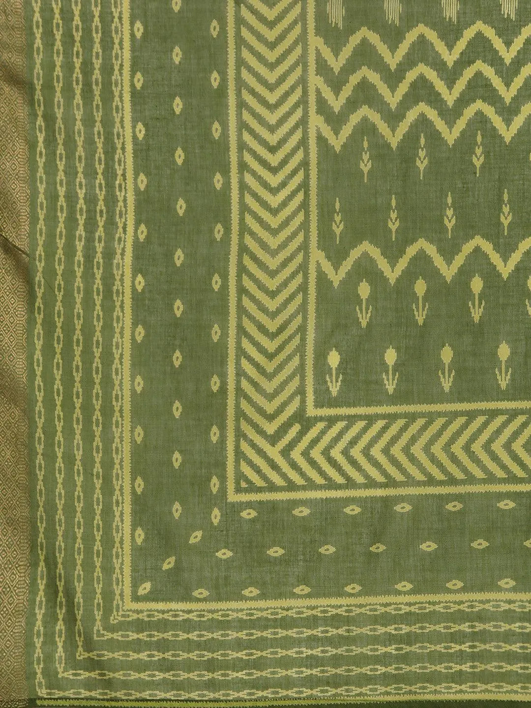 Libas Green Printed Cotton Straight Suit With Dupatta