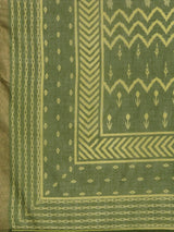 Libas Green Printed Cotton Straight Suit With Dupatta