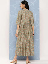 Gerua Green Printed Silk Fit and Flare Dress