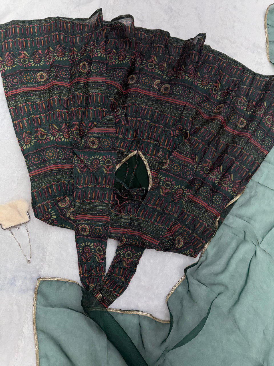 Green Exclusive Anarkali Gown with Dupatta | Elegance Meets Modern Style