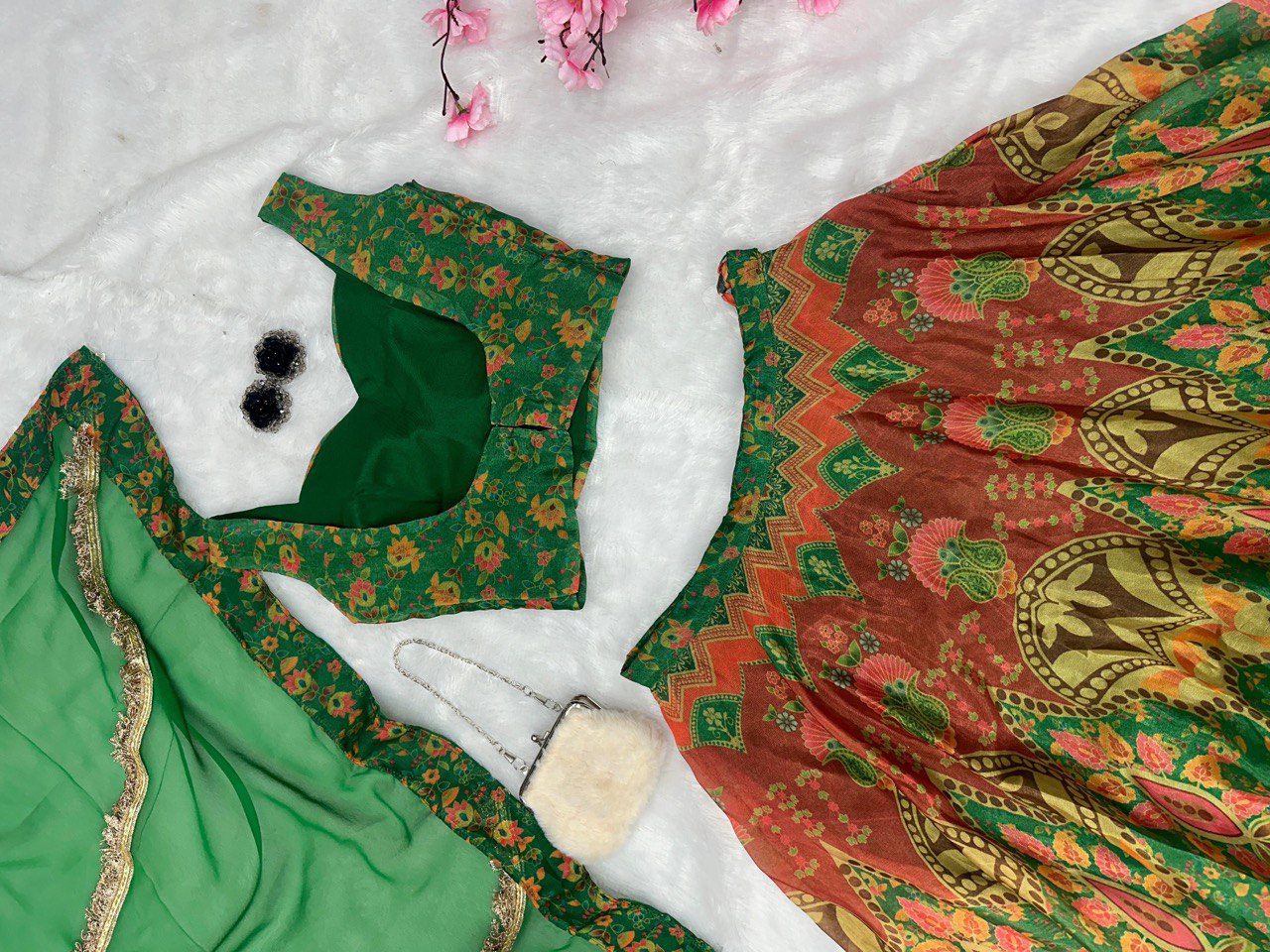 Green Exclusive Lehenga Choli Set for Women