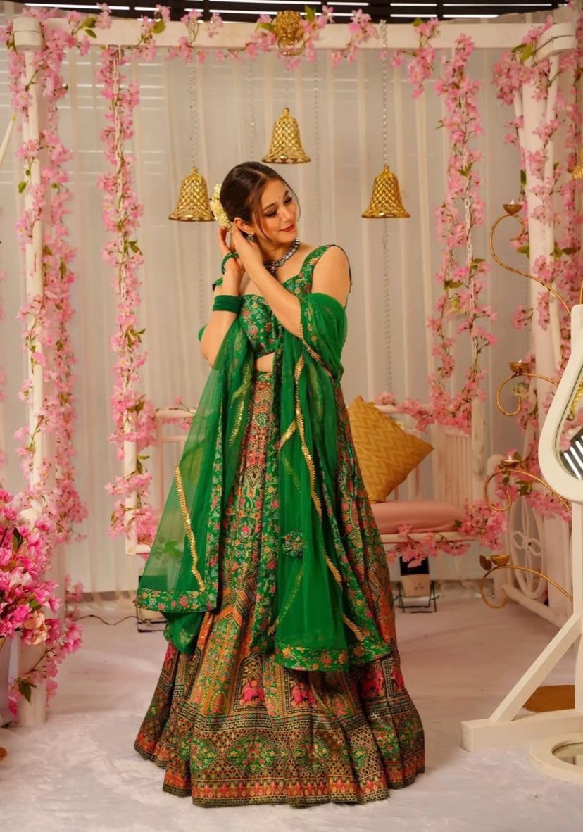 Green Exclusive Lehenga Choli Set for Women