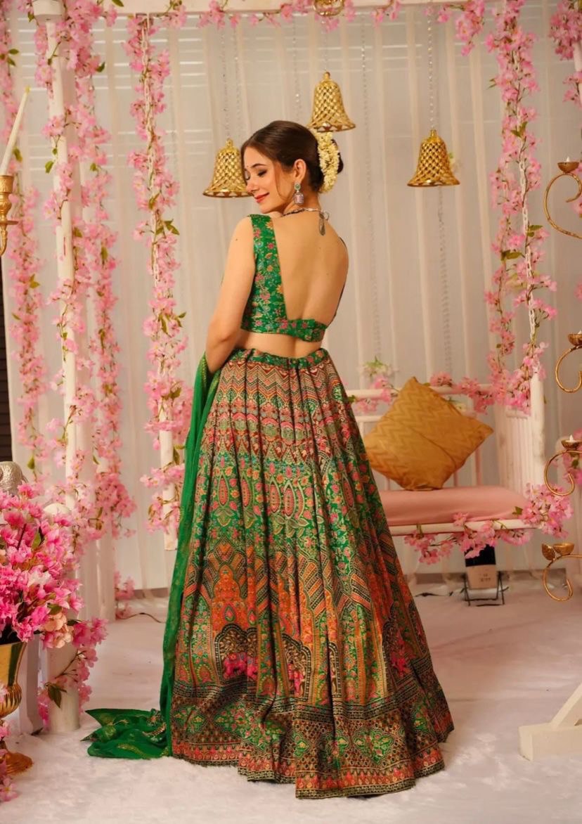 Green Exclusive Lehenga Choli Set for Women