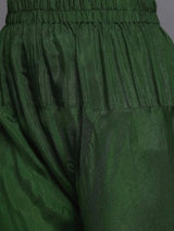 Libas Green Self Design Silk Anarkali Kurta With Churidar & Dupatta