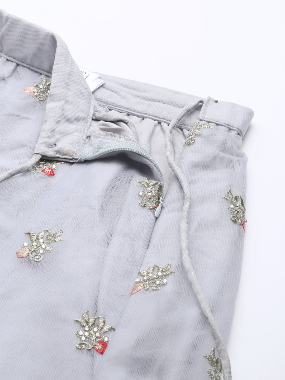 Grey Net Sequinse Work Semi-Stitched Lehenga & Unstitched Blouse, Dupatta