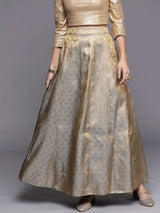 Libas Grey Self Design Brocade Skirt