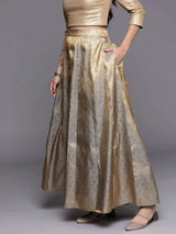 Libas Grey Self Design Brocade Skirt