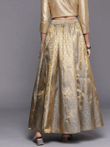 Libas Grey Self Design Brocade Skirt