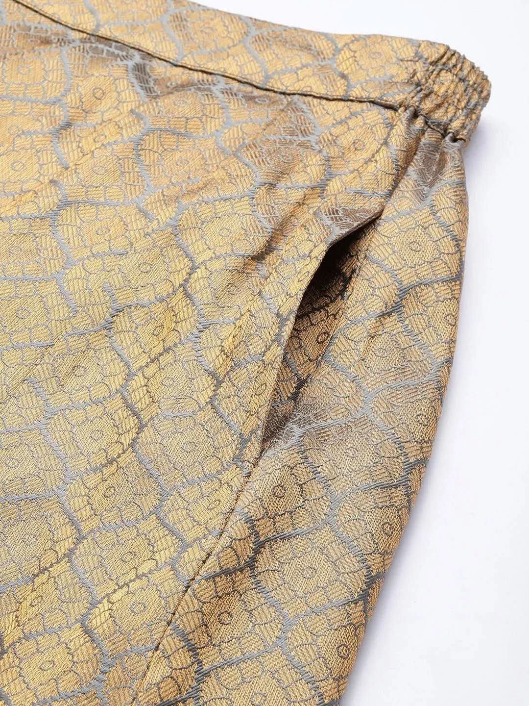 Libas Grey Self Design Brocade Skirt