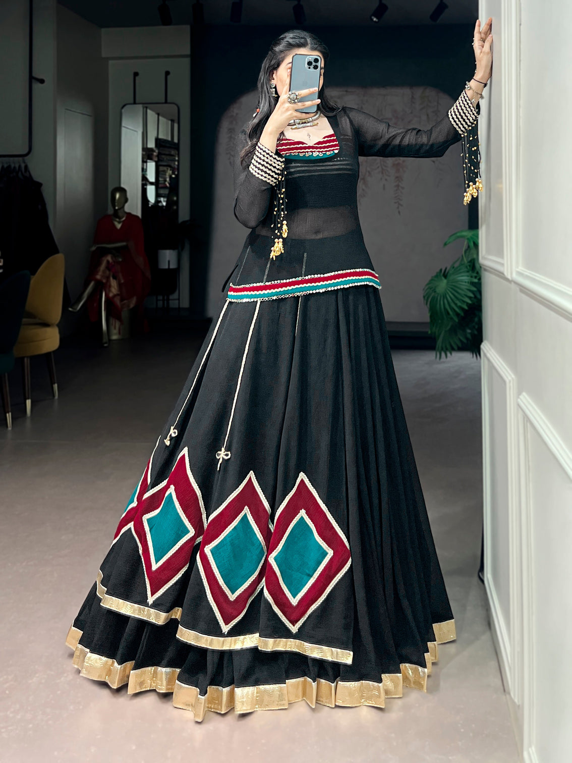 Navratri speacial black color marbel chaniya choli