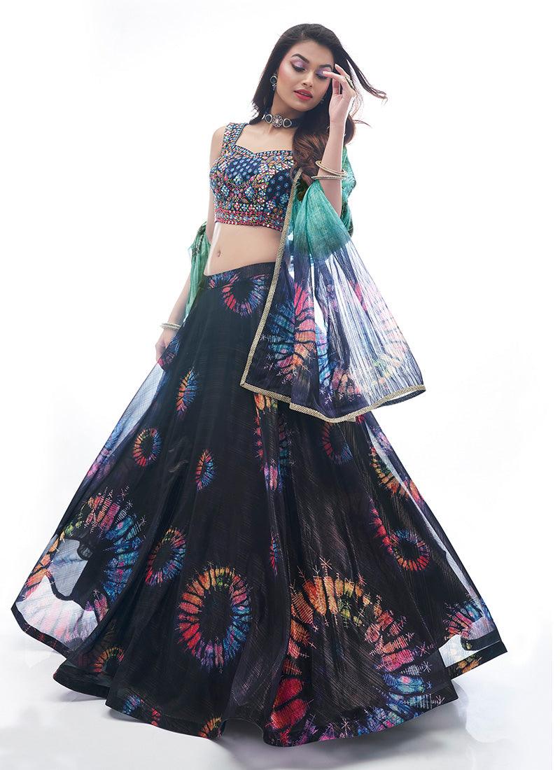 Hand Work Choli With Black Modern Lehenga