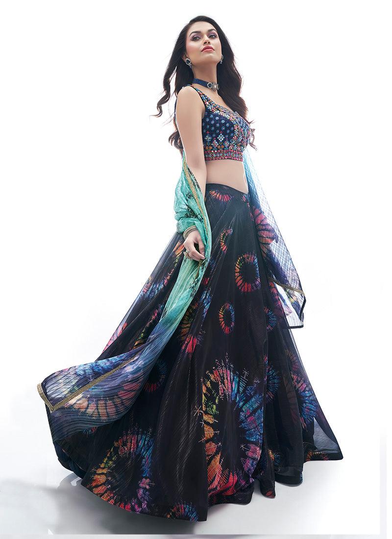 Hand Work Choli With Black Modern Lehenga