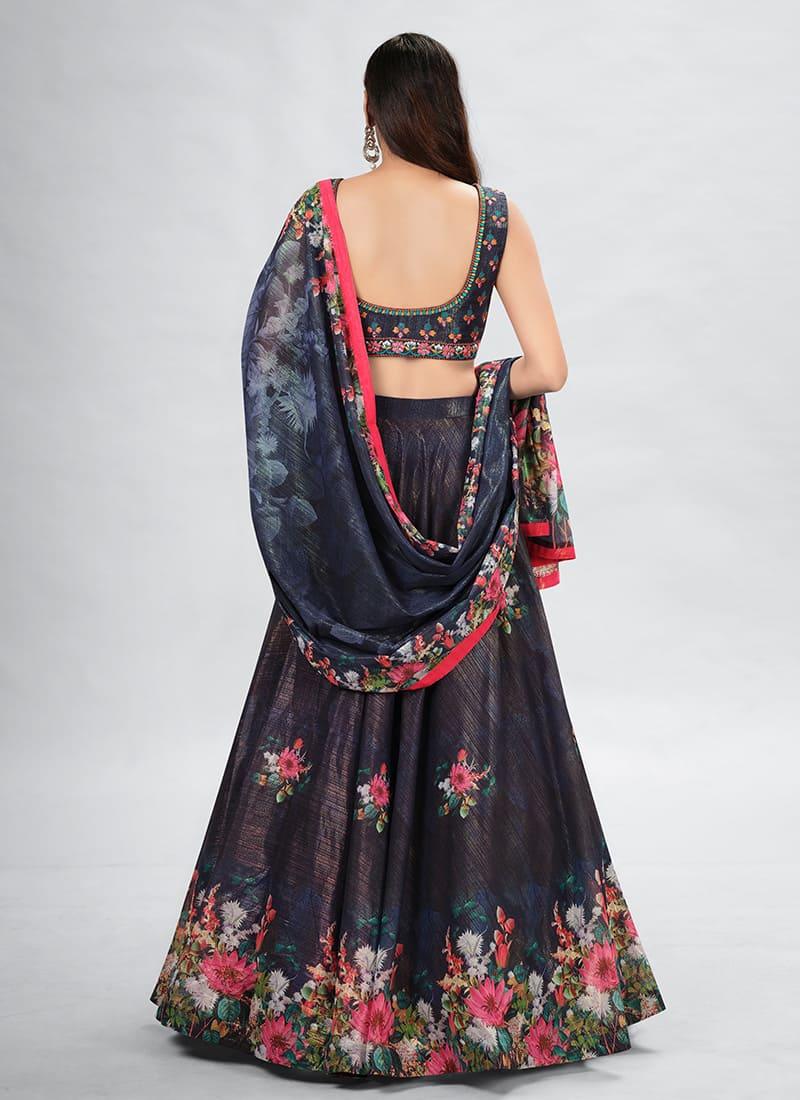 Hand Work Sleeveless Digital Print Lehenga