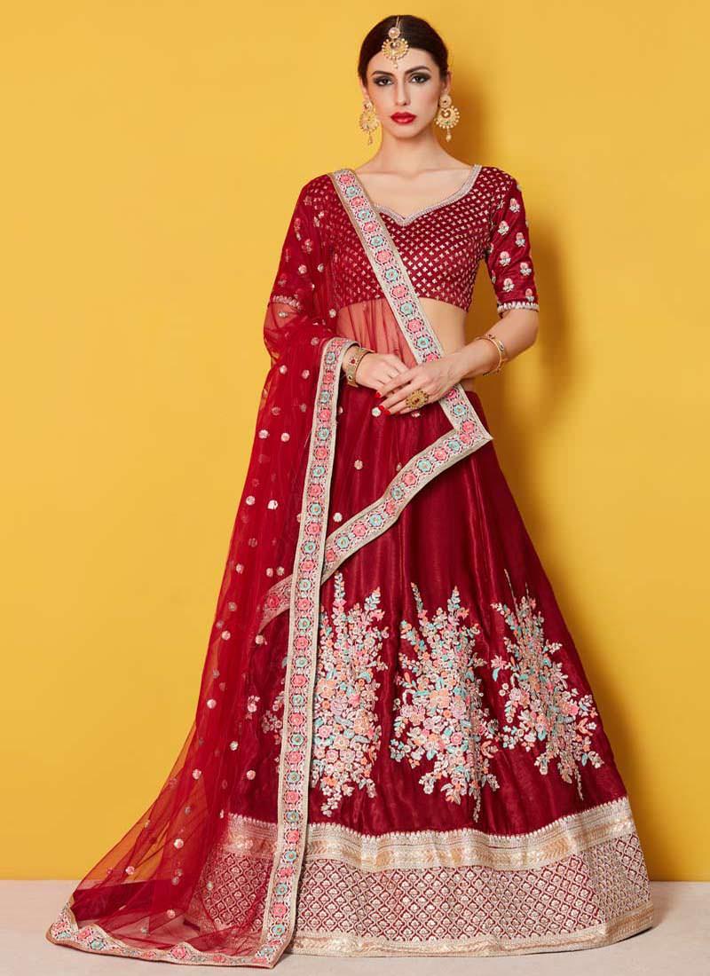 Heavily Embellished Gulkand Maroon Bridal Lehenga Choli