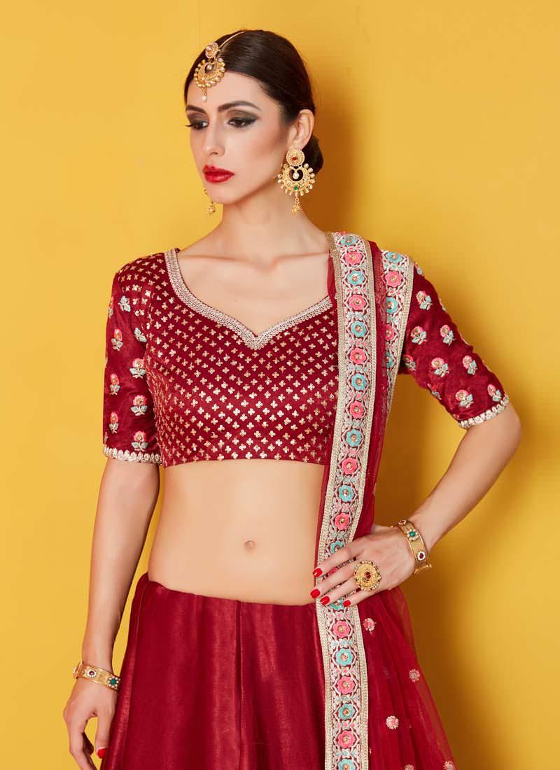 Heavily Embellished Gulkand Maroon Bridal Lehenga Choli