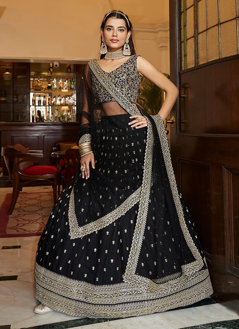 Heavy Embroidered Black Chaniya