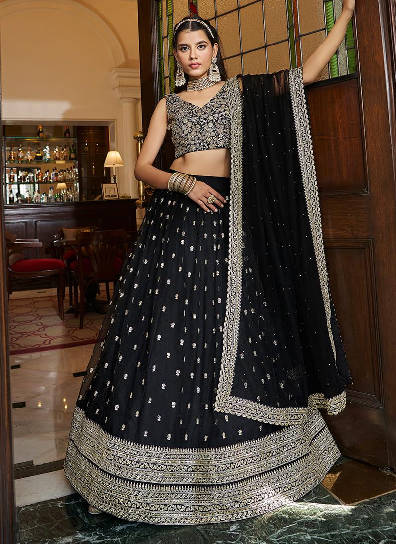 Heavy Embroidered Black Chaniya