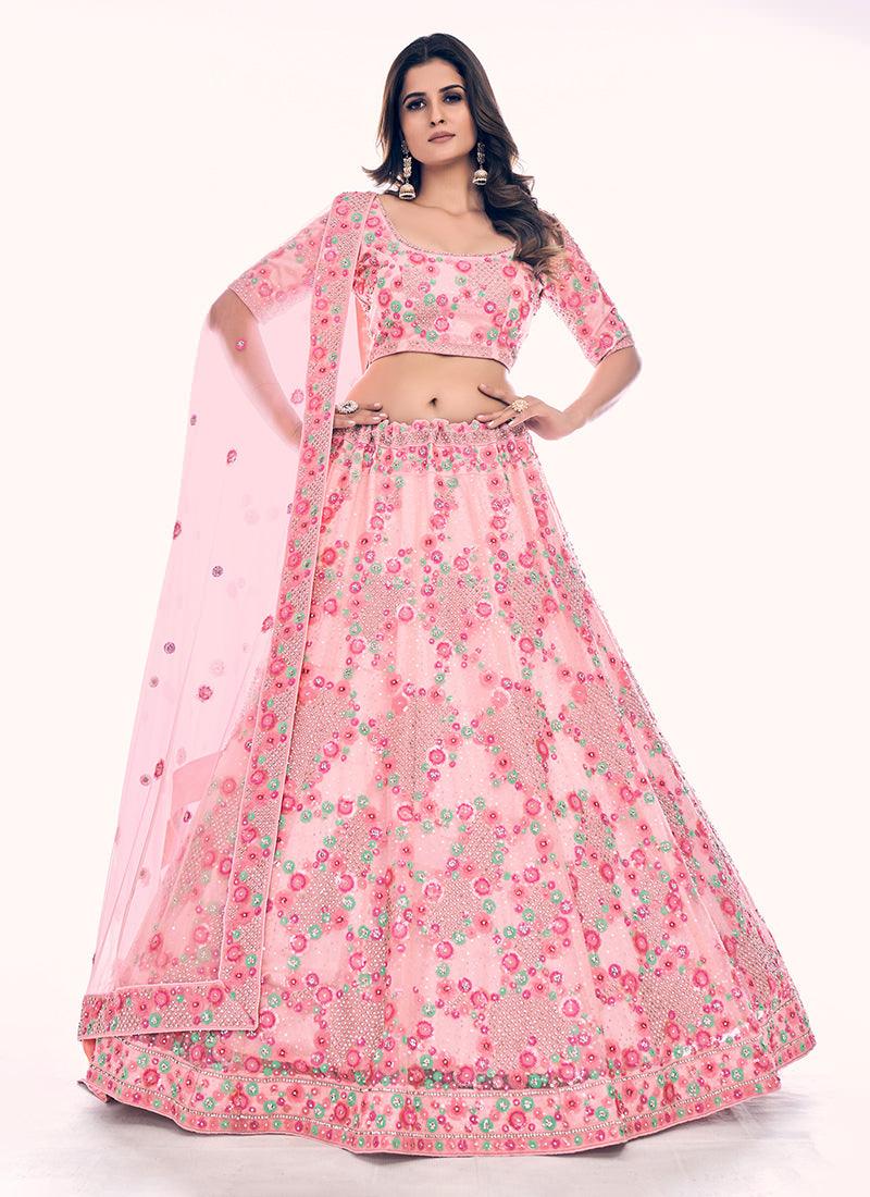 Heavy Embroidered Peach Wedding Lehenga