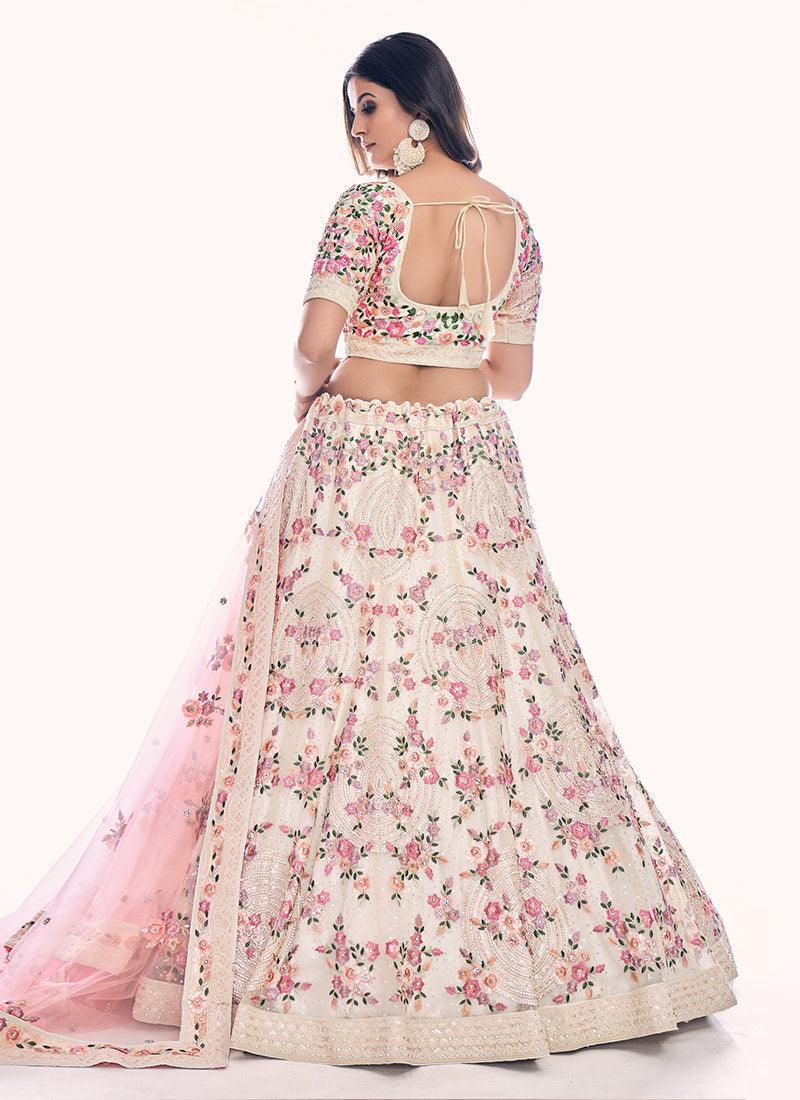 Heavy Embroidered White Wedding Lehenga