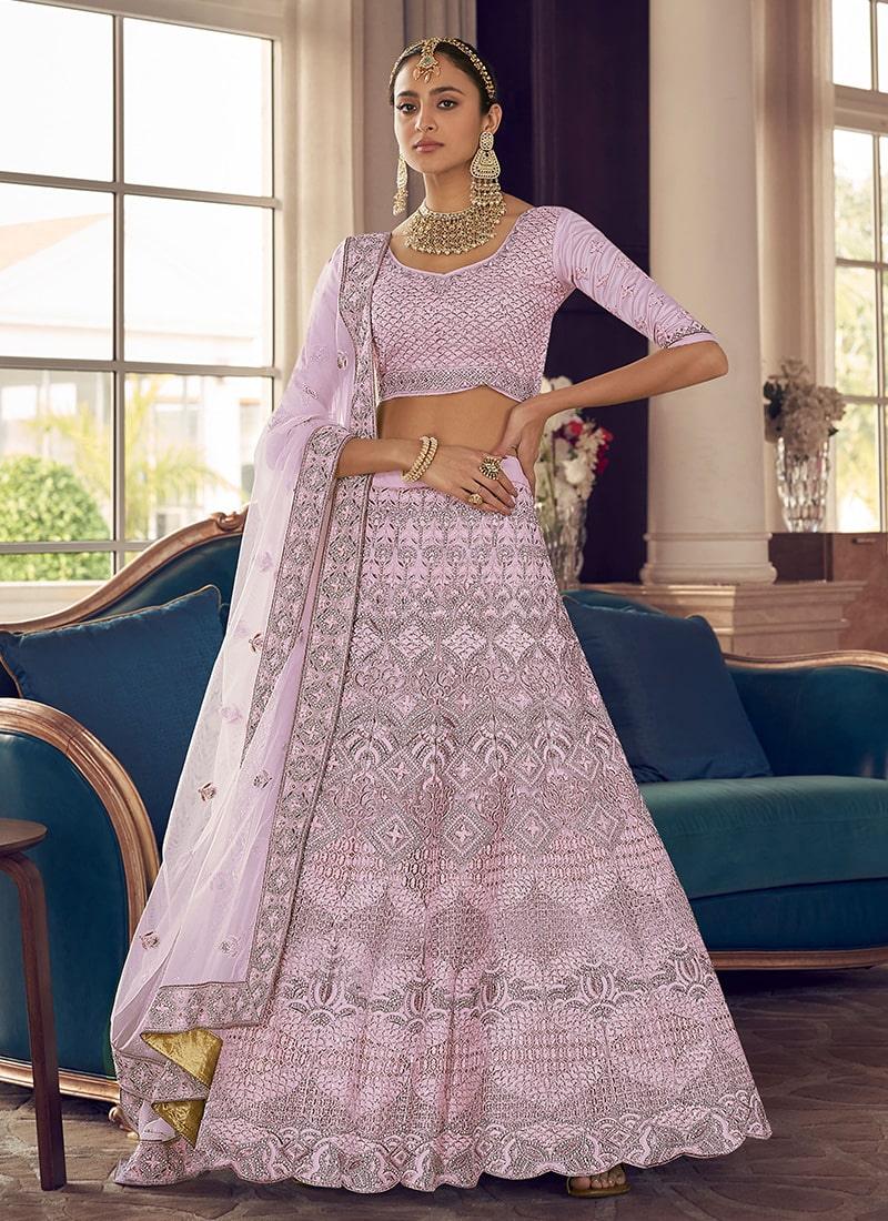 Heavy Thread And Zarkan Work Pink Color Bridesmaid Lehenga Choli