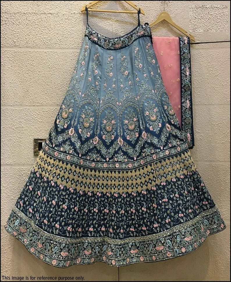 Grey color Silk Lehenga Choli with heavy Embroidery Work